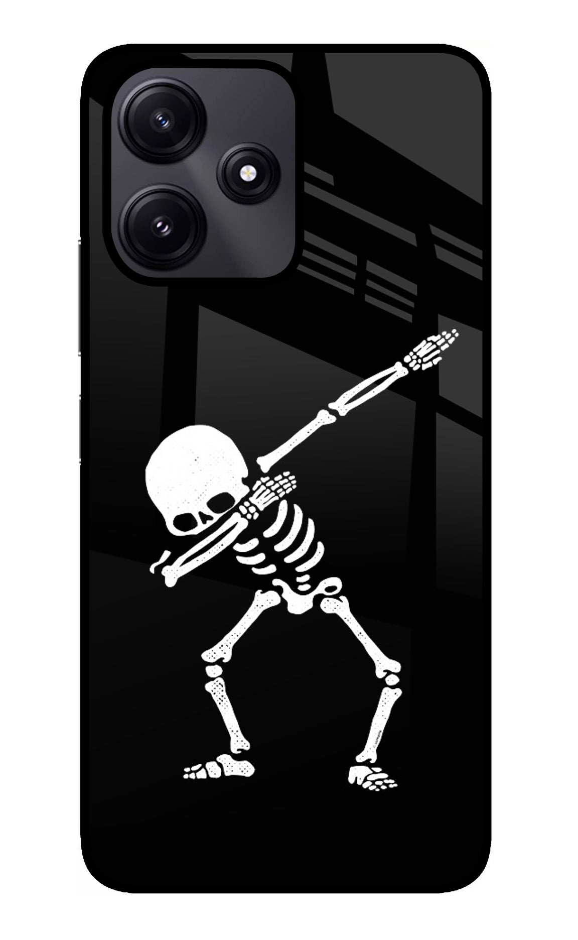 Dabbing Skeleton Art Redmi 12 5G Glass Case