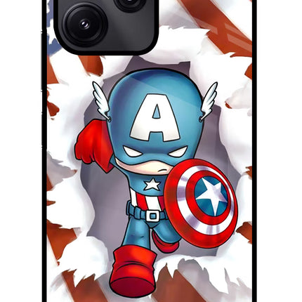 Captain America Redmi 12 5G Glass Case Back Cover by Casekaro