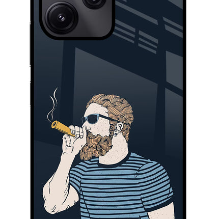 Smoking Redmi 12 5G Glass Case Back Cover by Casekaro
