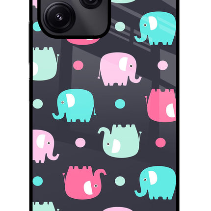 Elephants Redmi 12 5G Glass Case Back Cover by Casekaro