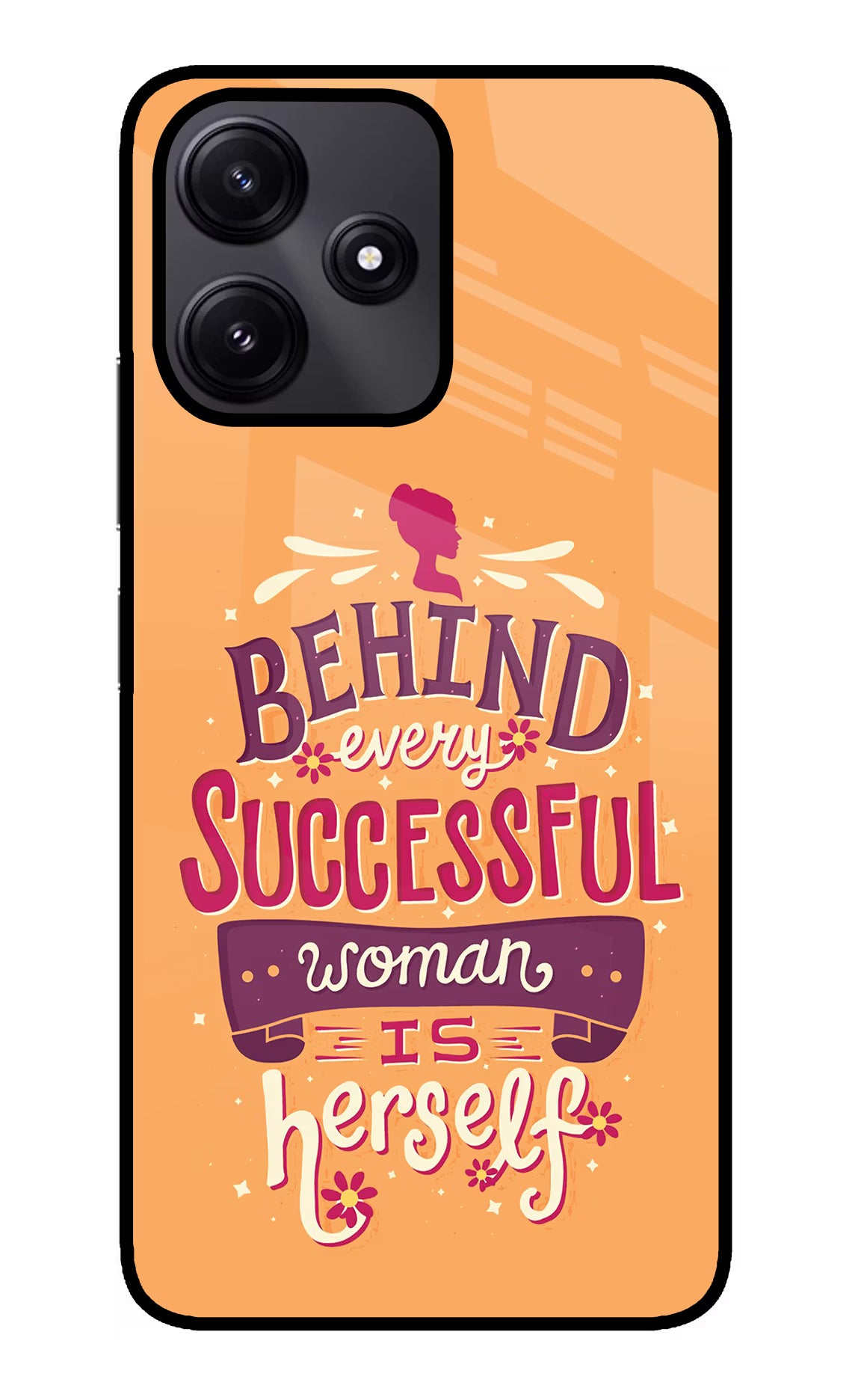Behind Every Successful Woman There Is Herself Redmi 12 5G Glass Case Back Cover by Casekaro