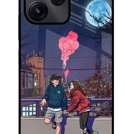 Chilling Couple Redmi 12 5G Glass Case Back Cover by Casekaro