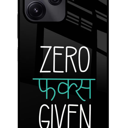 Zero Fucks Given Redmi 12 5G Glass Case Back Cover by Casekaro