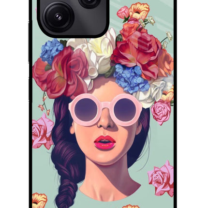 Pretty Girl Redmi 12 5G Glass Case Back Cover by Casekaro