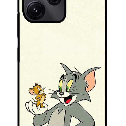 Tom & Jerry Redmi 12 5G Glass Case Back Cover by Casekaro