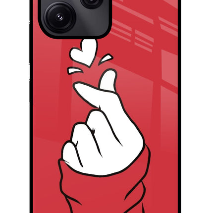 Korean Love Sign Redmi 12 5G Glass Case Back Cover by Casekaro