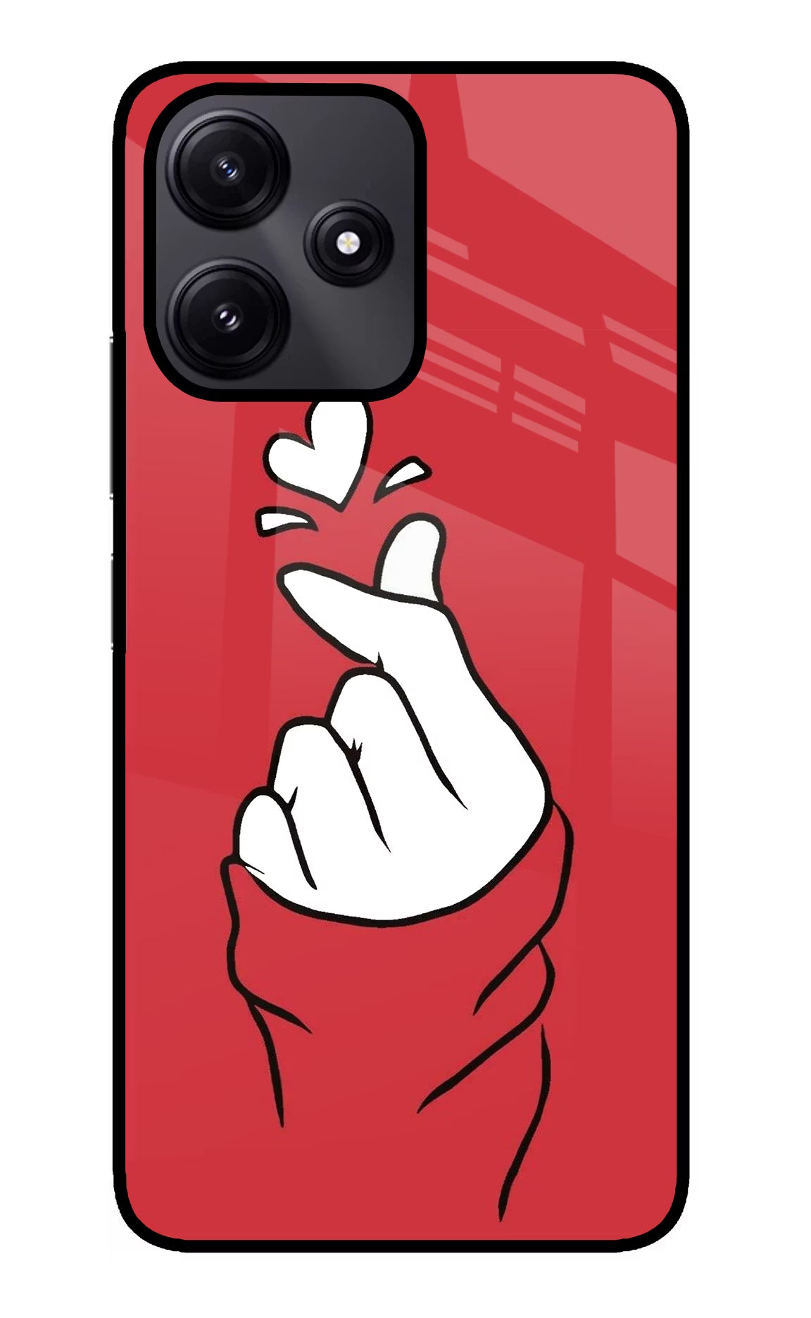 Korean Love Sign Redmi 12 5G Glass Case Back Cover by Casekaro