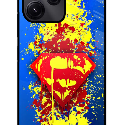 Superman logo Redmi 12 5G Glass Case Back Cover by Casekaro