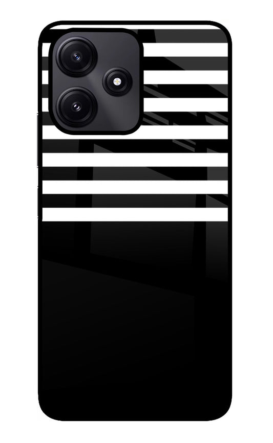 Black and White Print Redmi 12 5G Glass Case
