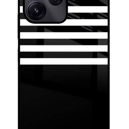 Black and White Print Redmi 12 5G Glass Case Back Cover by Casekaro