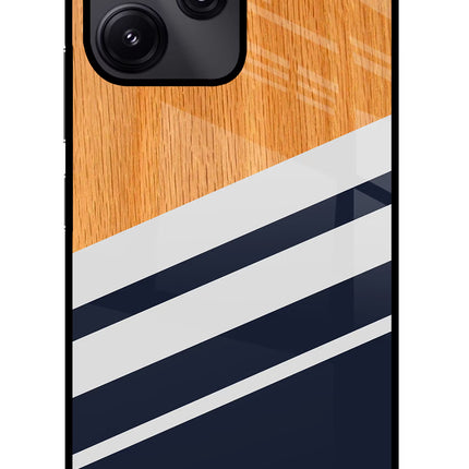 Blue and white wooden Redmi 12 5G Glass Case Back Cover by Casekaro
