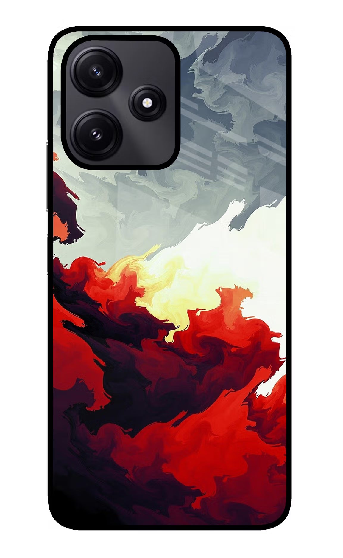 Fire Cloud Redmi 12 5G Glass Case Back Cover by Casekaro