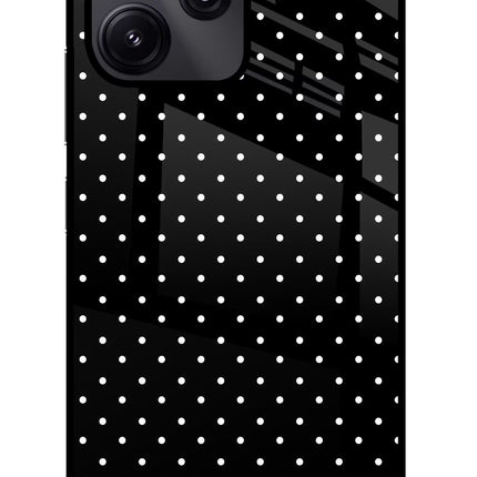 White Dots Redmi 12 5G Glass Case Back Cover by Casekaro