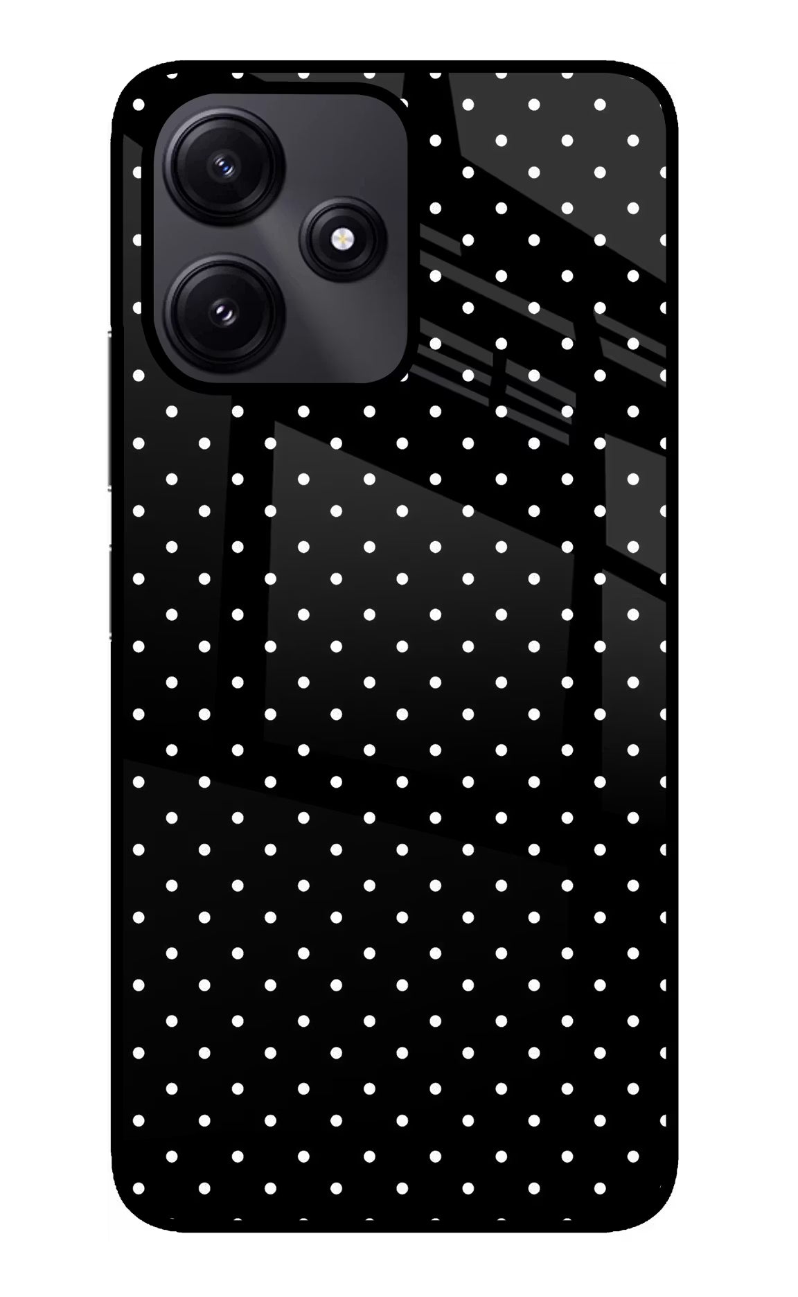 White Dots Redmi 12 5G Glass Case Back Cover by Casekaro