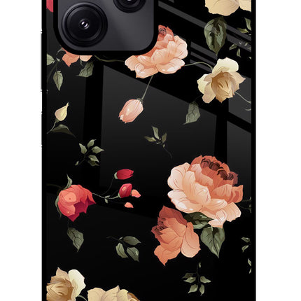 Flowers Redmi 12 5G Glass Case Back Cover by Casekaro