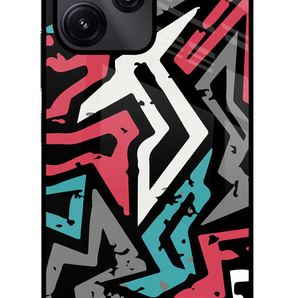 Geometric Graffiti Redmi 12 5G Glass Case Back Cover by Casekaro