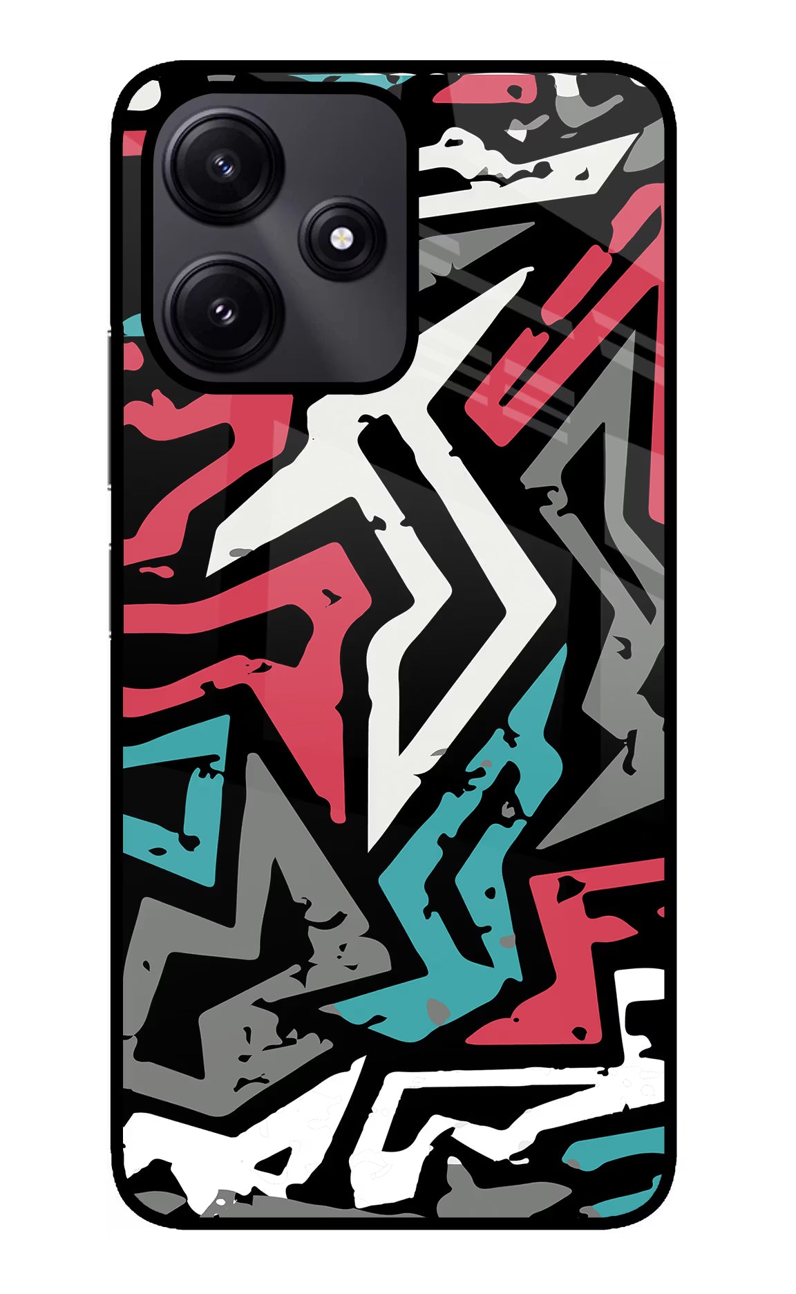 Geometric Graffiti Redmi 12 5G Glass Case Back Cover by Casekaro