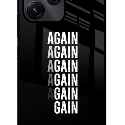 Again Again Gain Redmi 12 5G Glass Case Back Cover by Casekaro