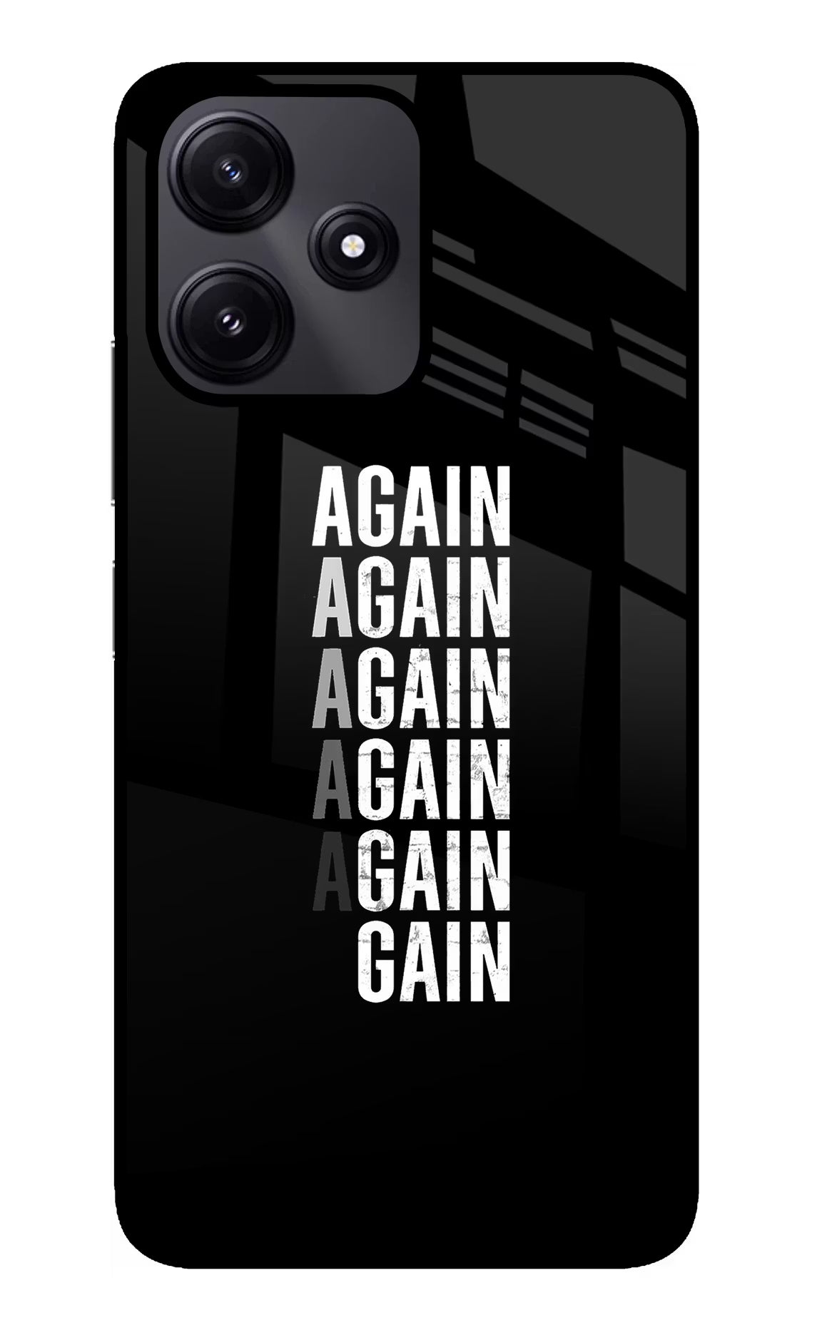 Again Again Gain Redmi 12 5G Glass Case Back Cover by Casekaro