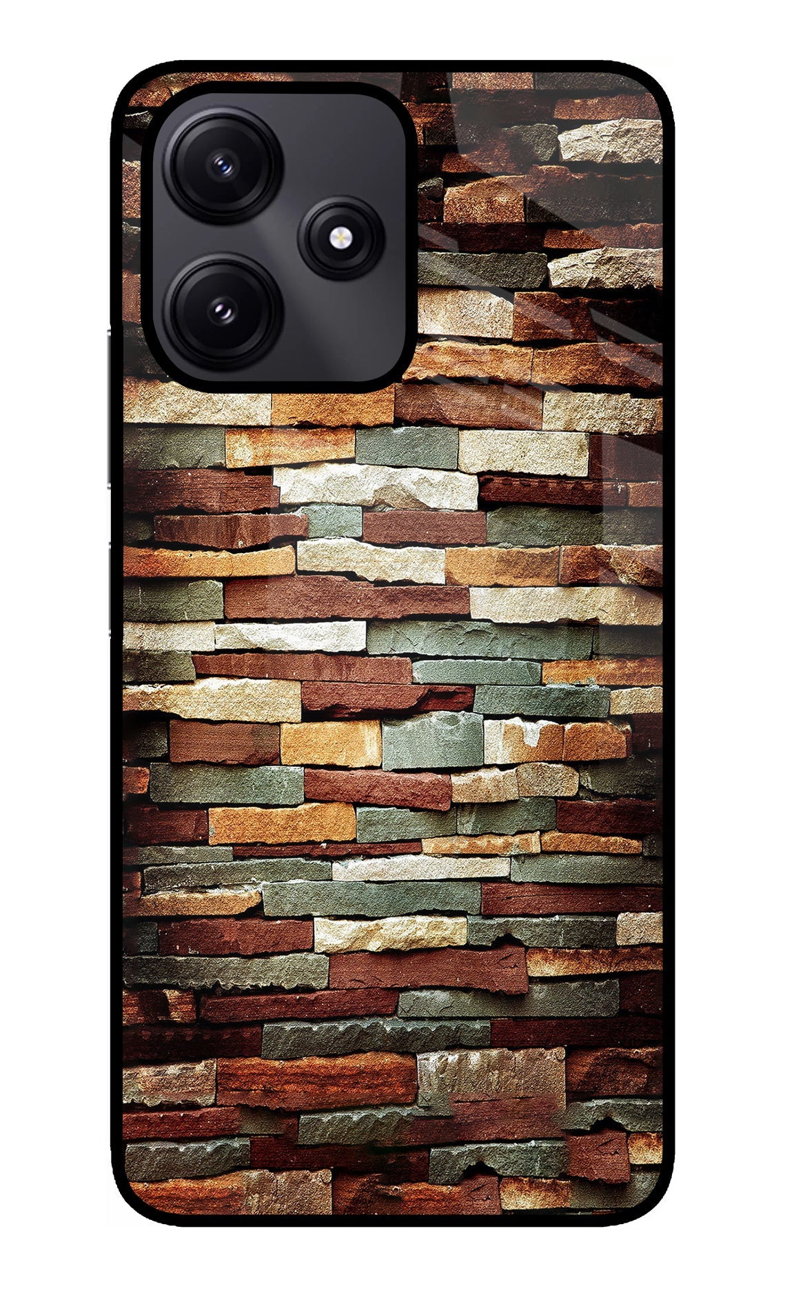 Bricks Pattern Redmi 12 5G Glass Case