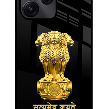 Satyamev Jayate Golden Redmi 12 5G Glass Case