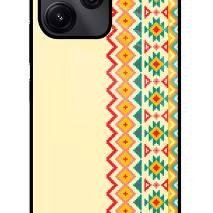 Ethnic Seamless Redmi 12 5G Glass Case Back Cover by Casekaro