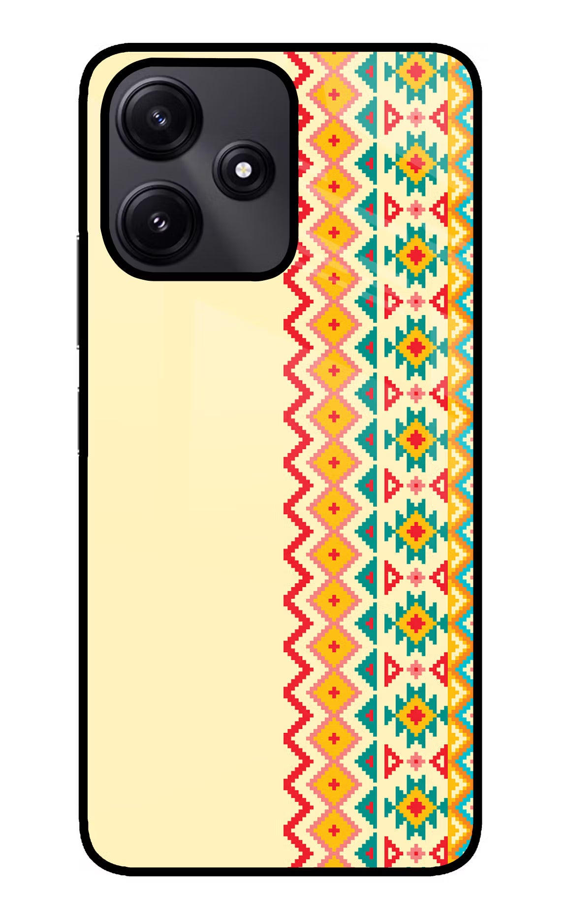 Ethnic Seamless Redmi 12 5G Glass Case Back Cover by Casekaro