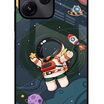 Cartoon Astronaut Redmi 12 5G Glass Case