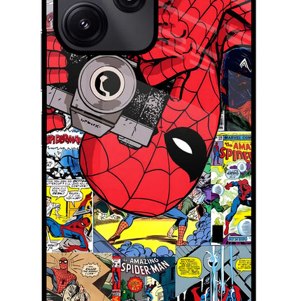 Spider Man Redmi 12 5G Glass Case Back Cover by Casekaro