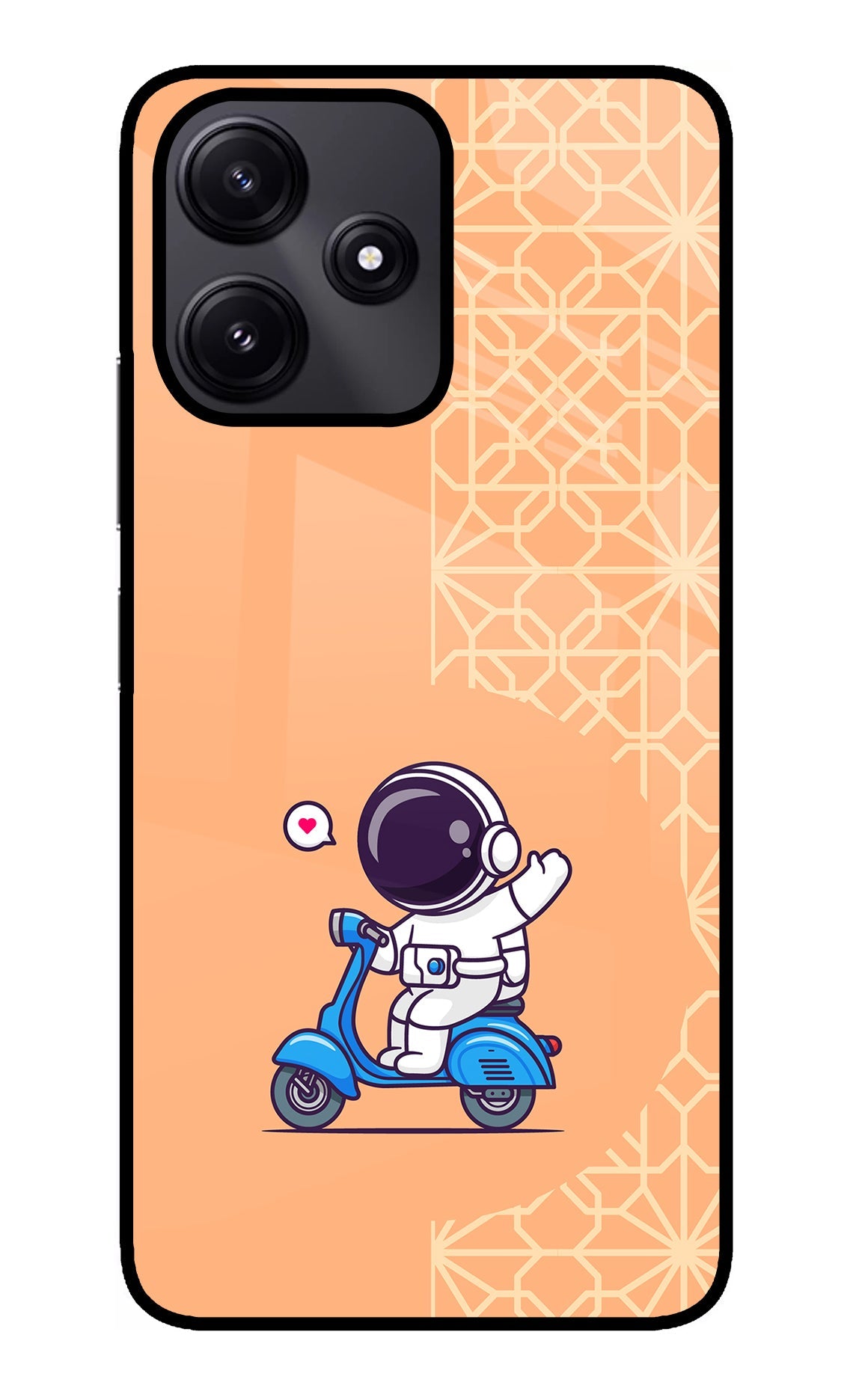 Cute Astronaut Riding Redmi 12 5G Glass Case