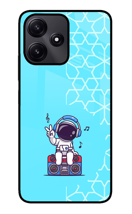 Cute Astronaut Chilling Redmi 12 5G Glass Case