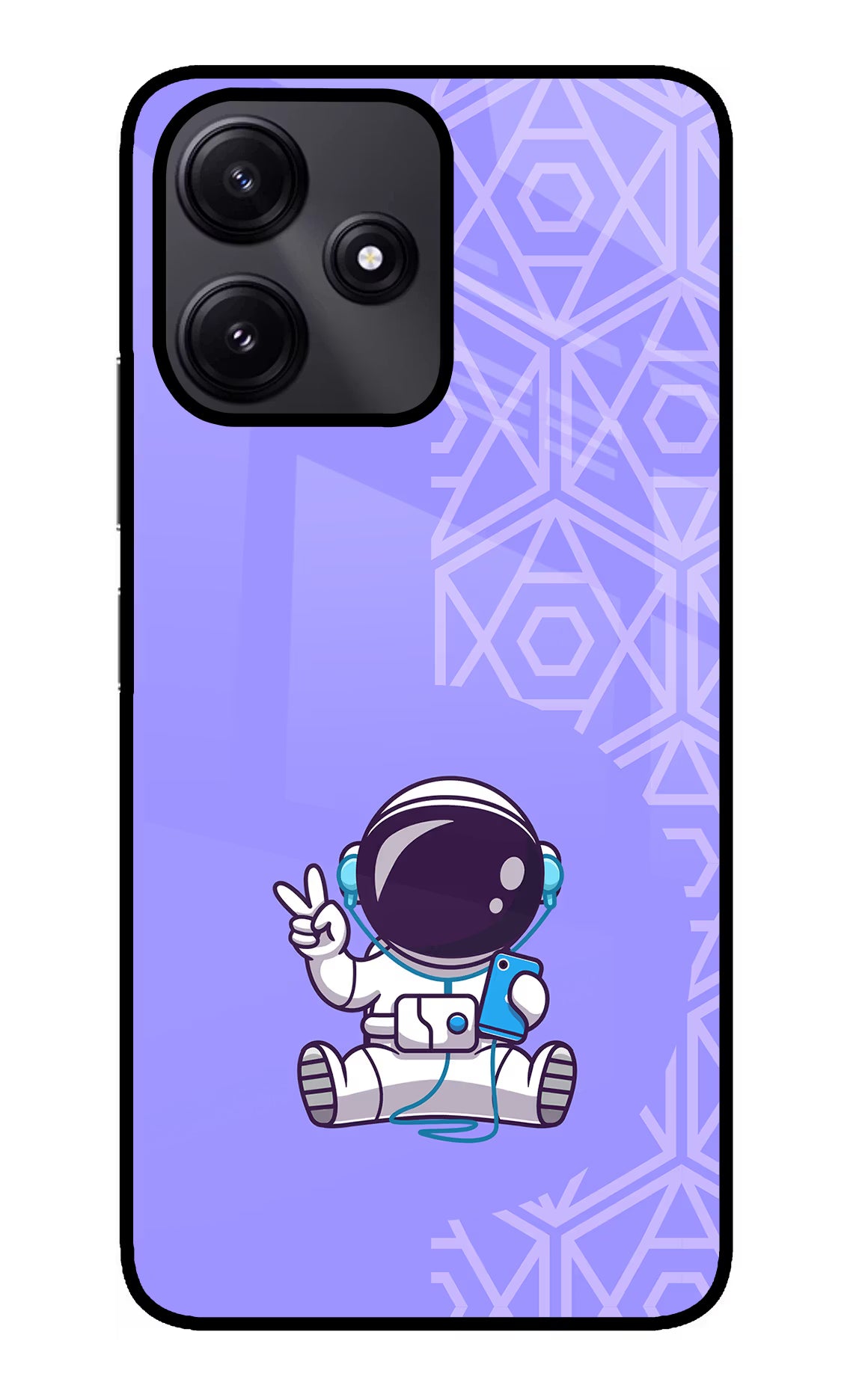 Cute Astronaut Chilling Redmi 12 5G Glass Case Back Cover by Casekaro