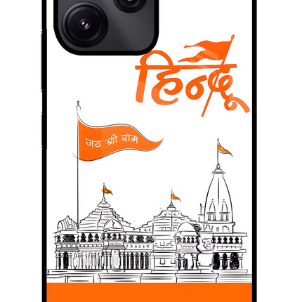 Jai Shree Ram Hindu Redmi 12 5G Glass Case Back Cover by Casekaro