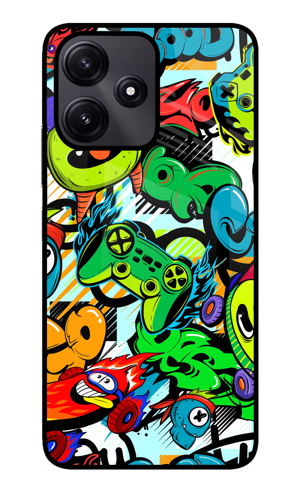 Game Doodle Redmi 12 5G Glass Case Back Cover by Casekaro