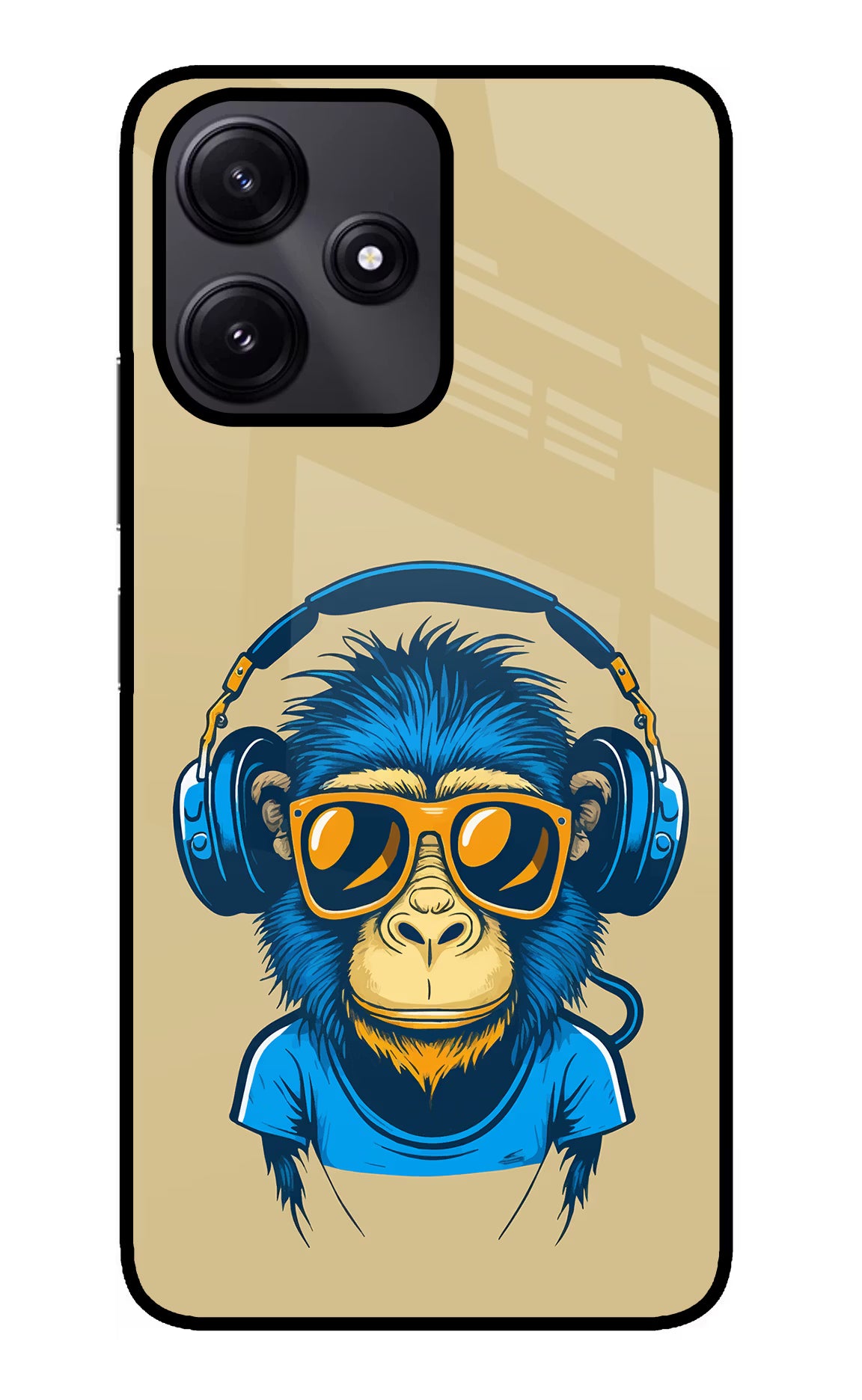 Monkey Headphone Redmi 12 5G Glass Case Back Cover by Casekaro