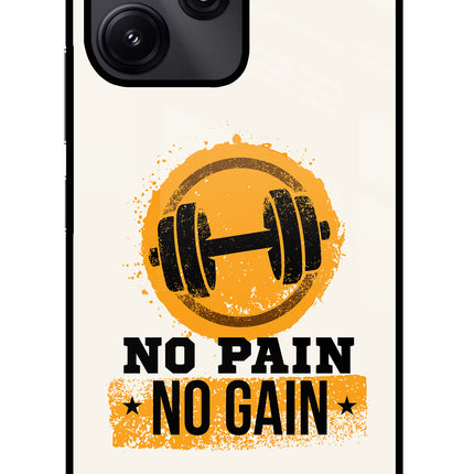 No Pain No Gain Redmi 12 5G Glass Case Back Cover by Casekaro