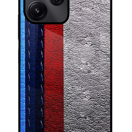 BMW Stripes Redmi 12 5G Glass Case Back Cover by Casekaro
