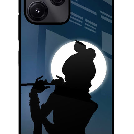 Shri Krishna Silhouette Redmi 12 5G Glass Case Back Cover by Casekaro