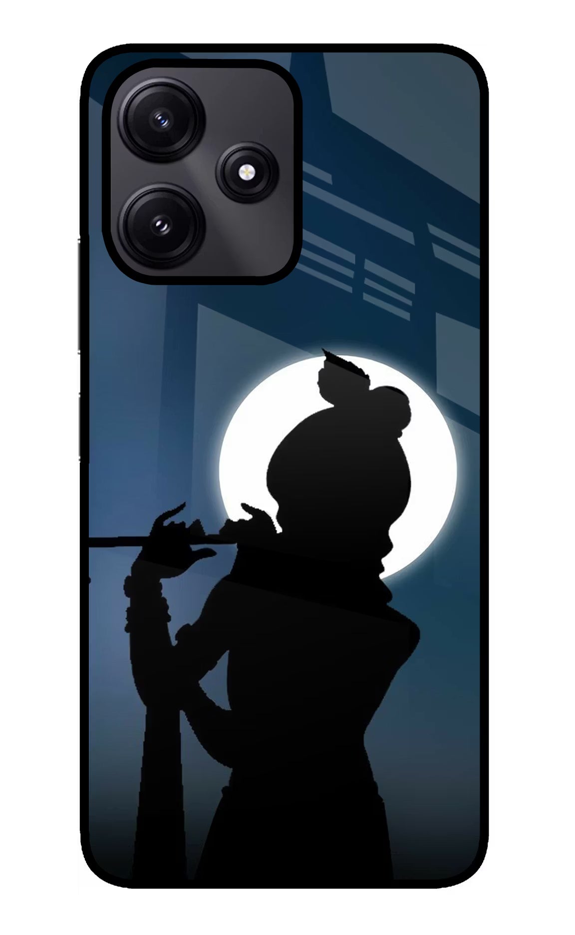 Shri Krishna Silhouette Redmi 12 5G Glass Case Back Cover by Casekaro