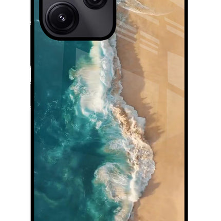 Ocean Beach Redmi 12 5G Glass Case Back Cover by Casekaro
