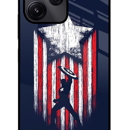 Captain America Marvel Art Redmi 12 5G Glass Case Back Cover by Casekaro