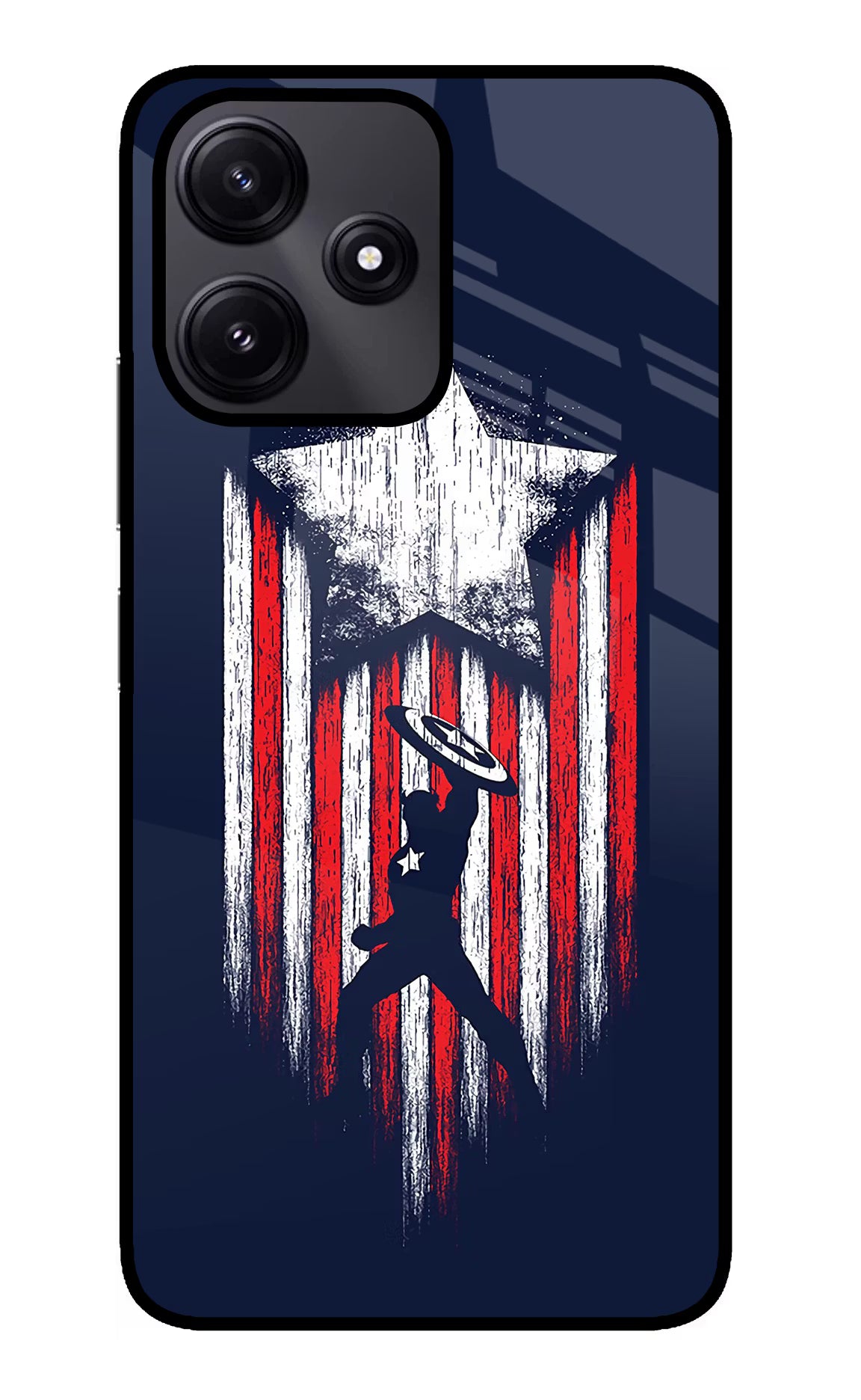Captain America Marvel Art Redmi 12 5G Glass Case Back Cover by Casekaro