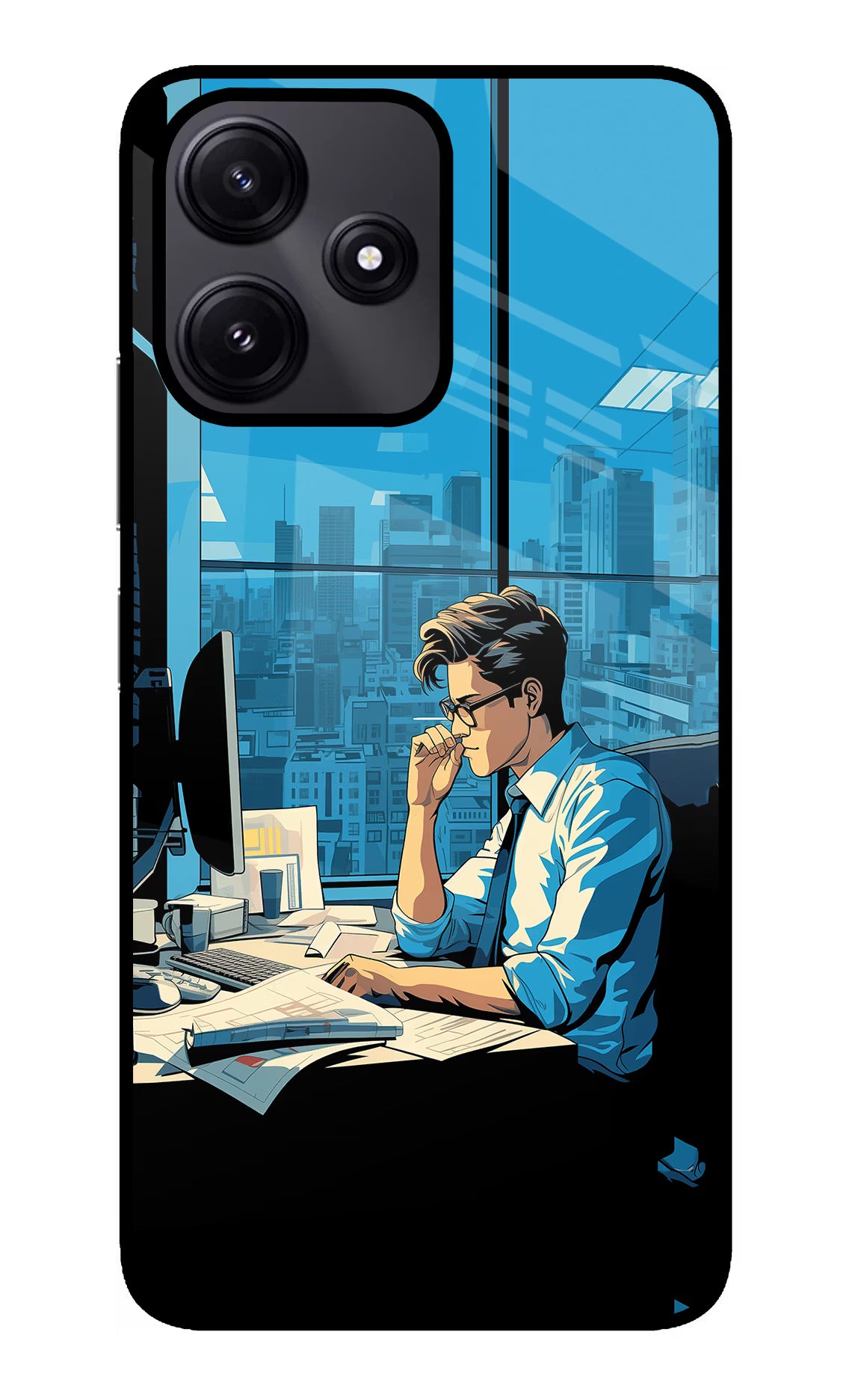 Focused Hustler (AI Generated) Redmi 12 5G Glass Case Back Cover by Casekaro