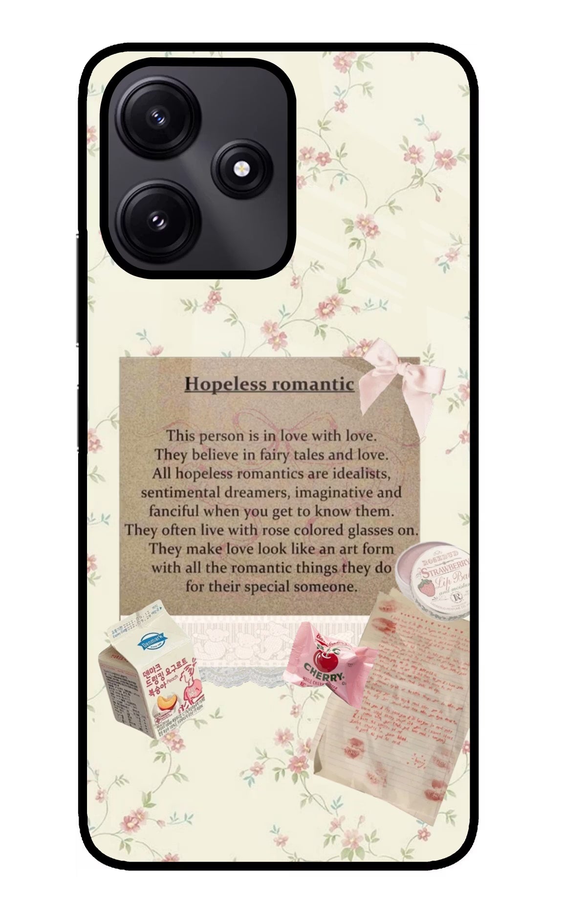 Hopeless Romantic Redmi 12 5G Glass Case Back Cover by Casekaro