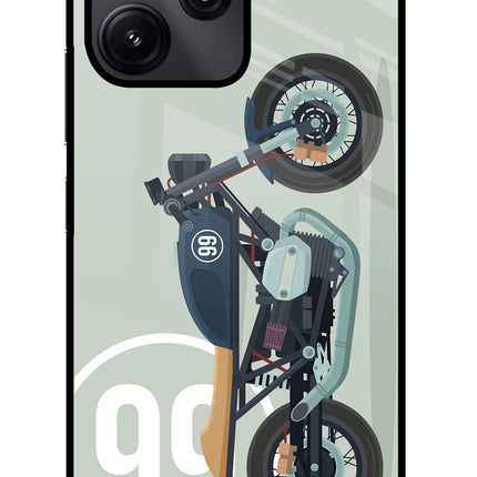 Classic Cafe Racer 99 Redmi 12 5G Glass Case Back Cover by Casekaro