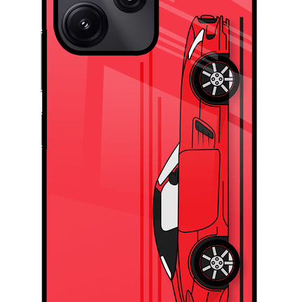 Red Velocity Redmi 12 5G Glass Case Back Cover by Casekaro