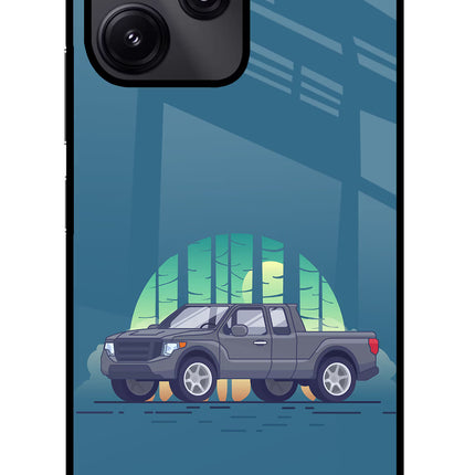 Retro Garage Vibe Redmi 12 5G Glass Case Back Cover by Casekaro