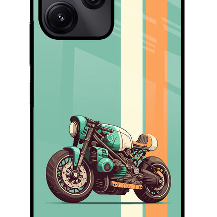 Striped Moto Drift Redmi 12 5G Glass Case Back Cover by Casekaro