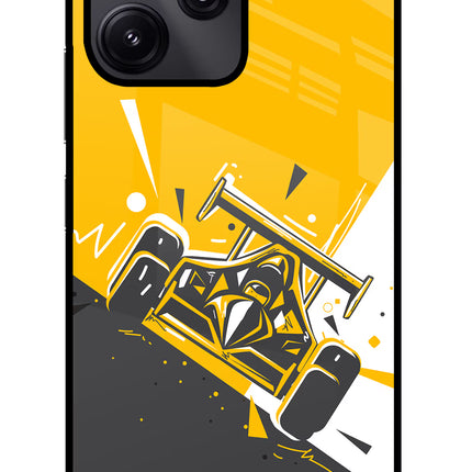 Track King Redmi 12 5G Glass Case Back Cover by Casekaro