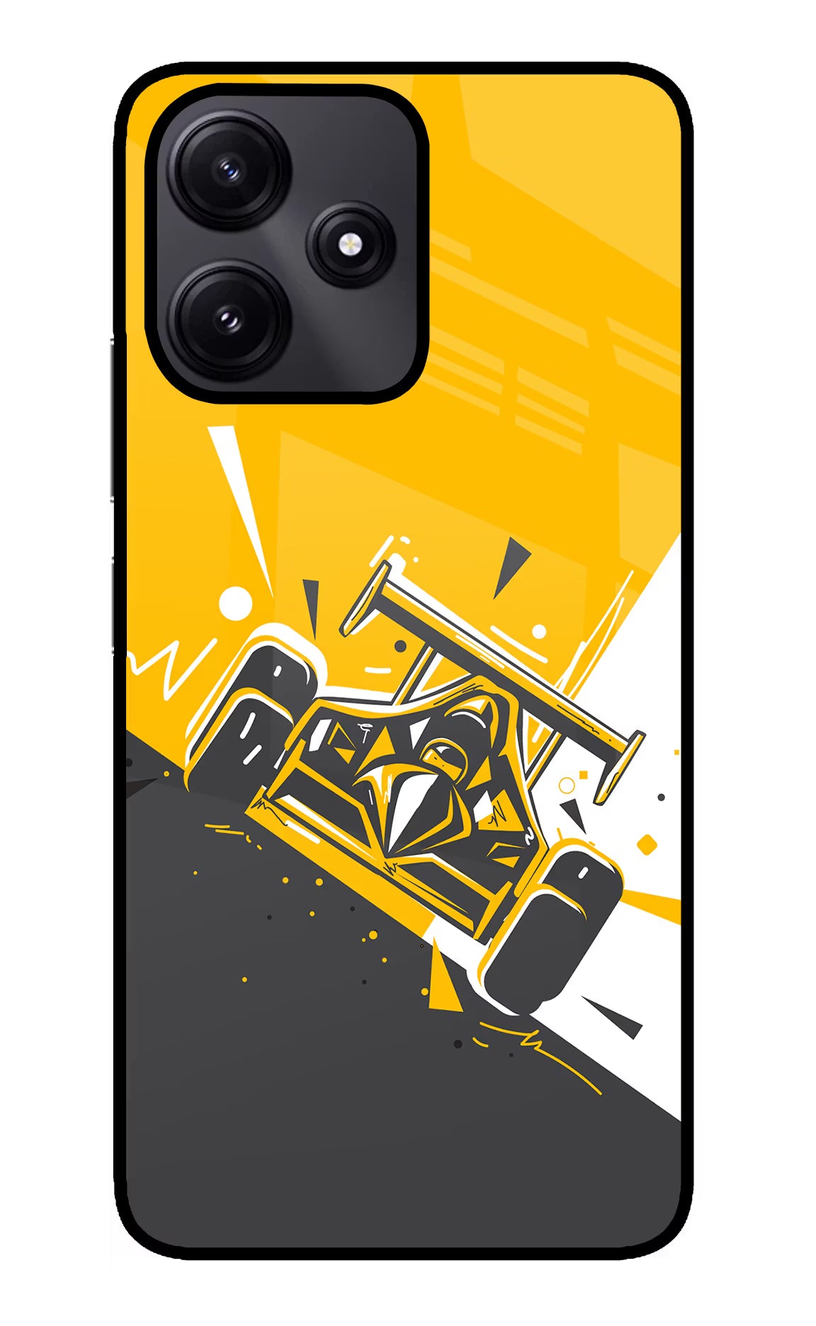 Track King Redmi 12 5G Glass Case Back Cover by Casekaro